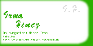 irma hincz business card